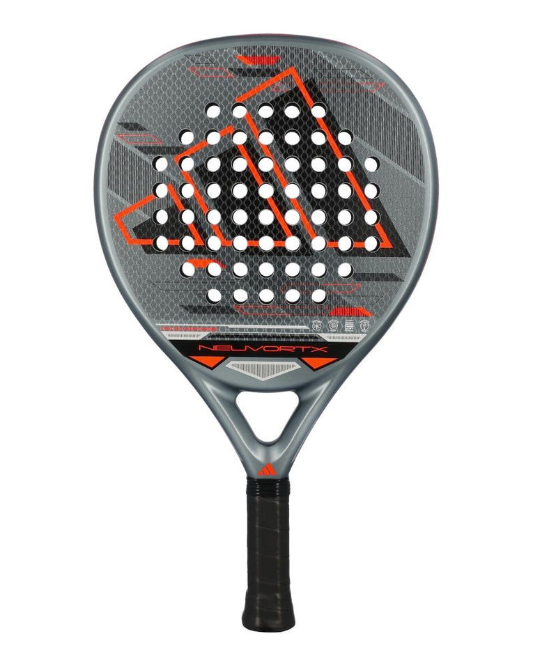 Adidas Neuvortx Black Orange padelracket front met ronde vorm