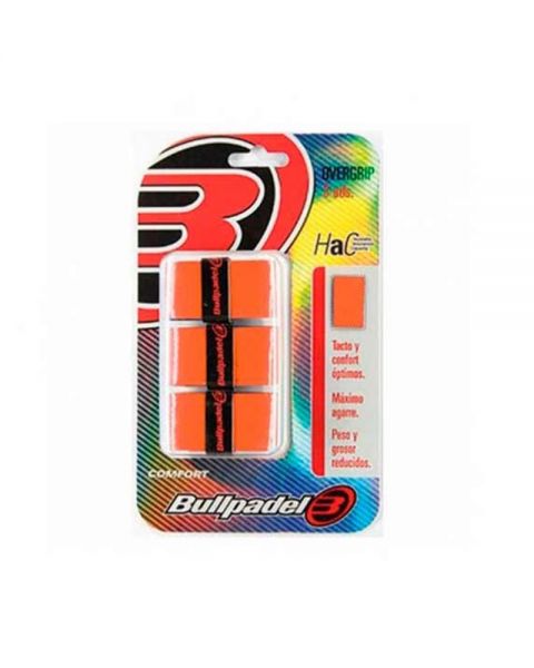 Bullpadel Overgrip GB-1200 oranje 3 stuks voor extra grip en vochtabsorptie tijdens het padellen