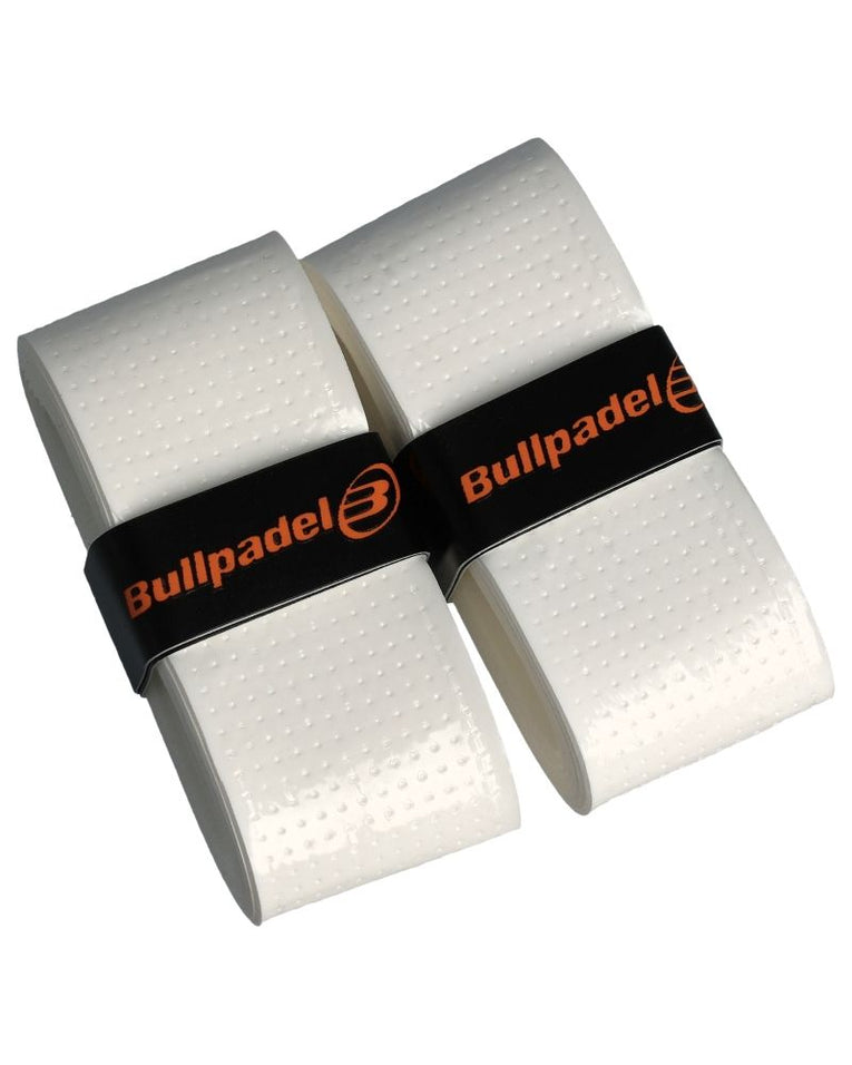 Detail van Bullpadel Witte Overgrips met geperforeerde antislip textuur