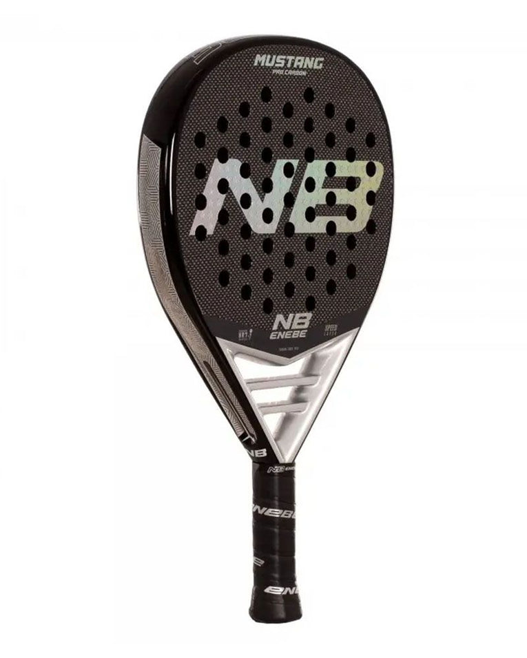 Enebe Mustang Silver 3K schuin vooraanzicht padelracket
