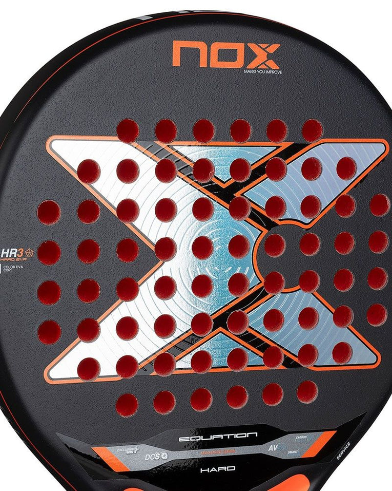 Nox Equation Hard Advanced 2026 detail ruw oppervlak padelracket