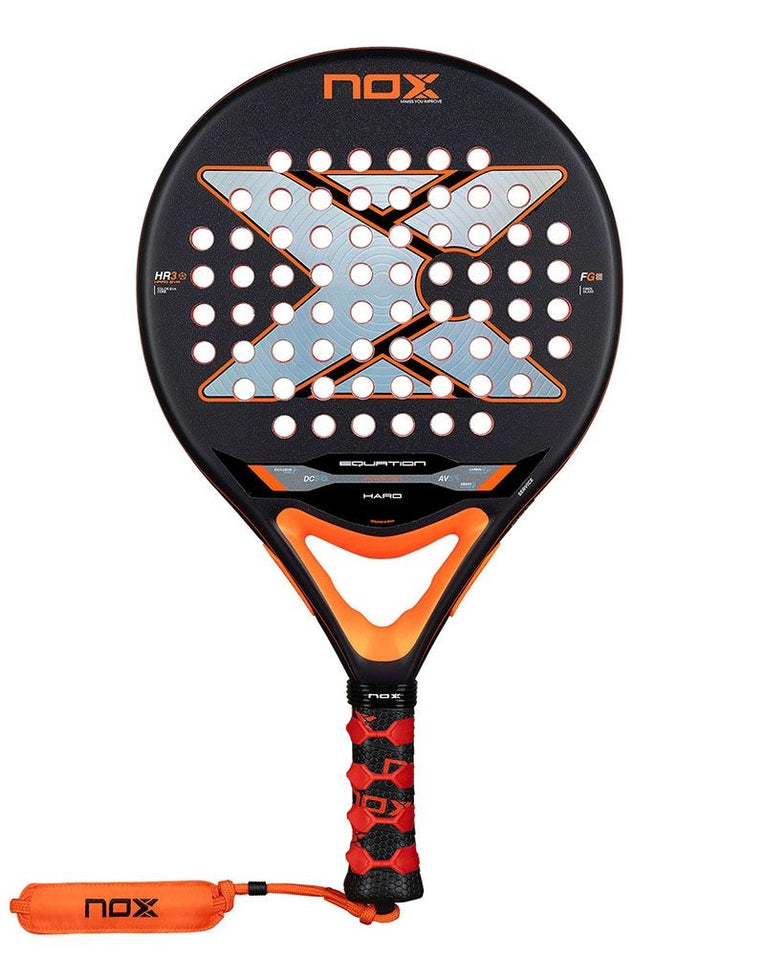 Nox Equation Hard Advanced 2026 front met overgrip padelracket
