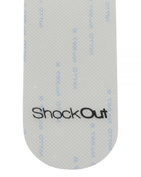 Detail van de ruwe microstructuur van de Shock Out transparante padelracket protector