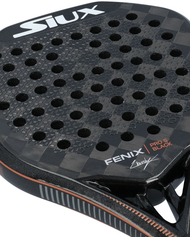 Siux Fenix Pro 5 Black 2025 detail 3D textuur racketblad