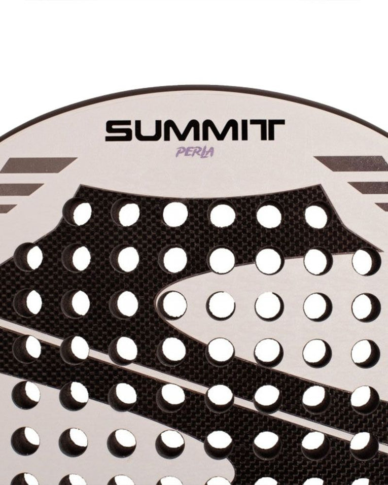 Detail van het 3K carbon slagvlak van de Softee Summit Perla 2026