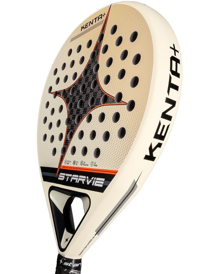 StarVie Kenta+ padelracket schuin zijaanzicht met ronde vorm