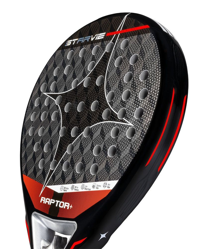 StarVie Raptor+ 2026 detail racketblad met 3D Carbon oppervlak