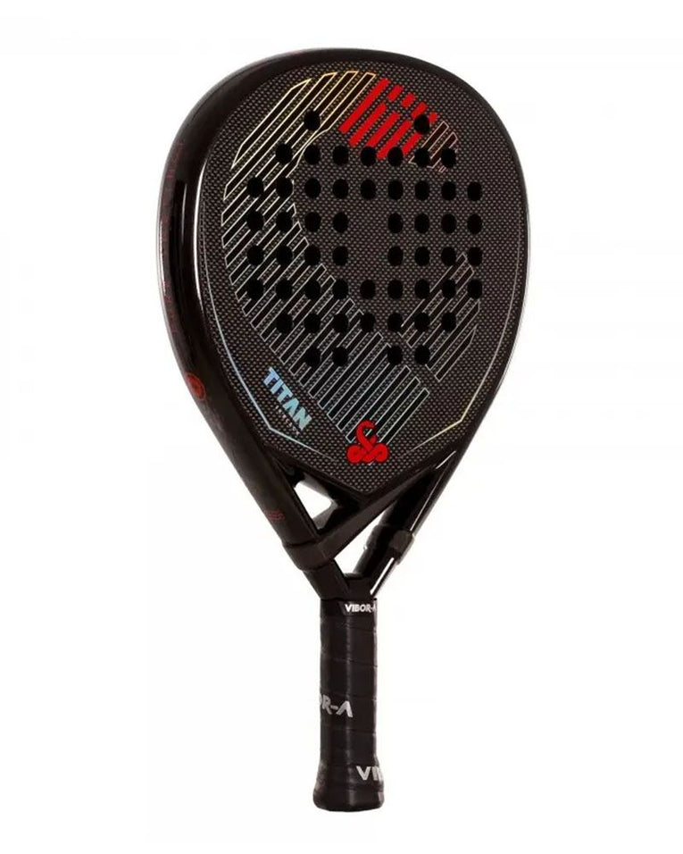 Vibor-A Titan 3K Black schuin vooraanzicht links padelracket