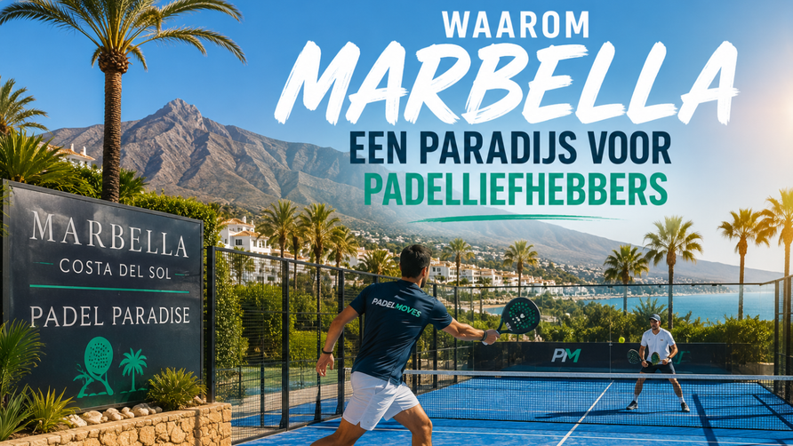 Padelspelers op een zonnige padelbaan in Marbella aan de Costa del Sol
