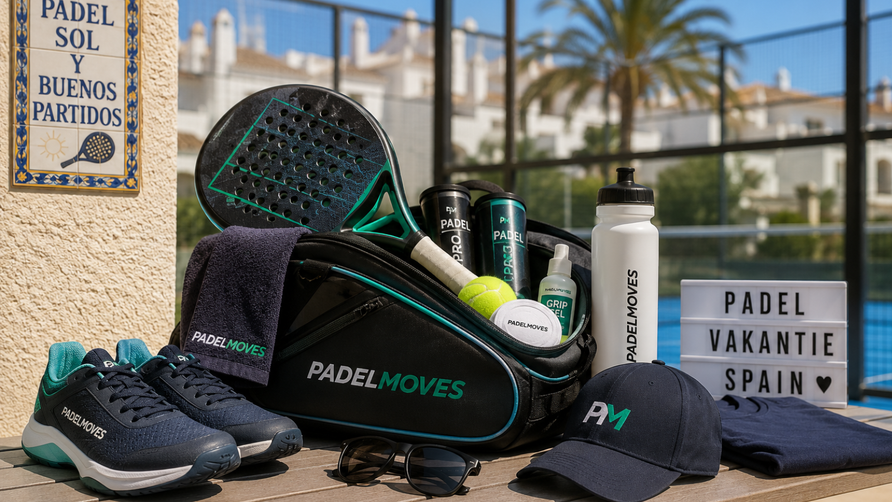 Padeltas met racket, padelballen en accessoires voor een padelvakantie naar Spanje