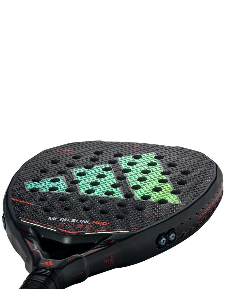 Detail van het racketblad en Weight & Balance System van de Adidas Metalbone HRD+ 2026