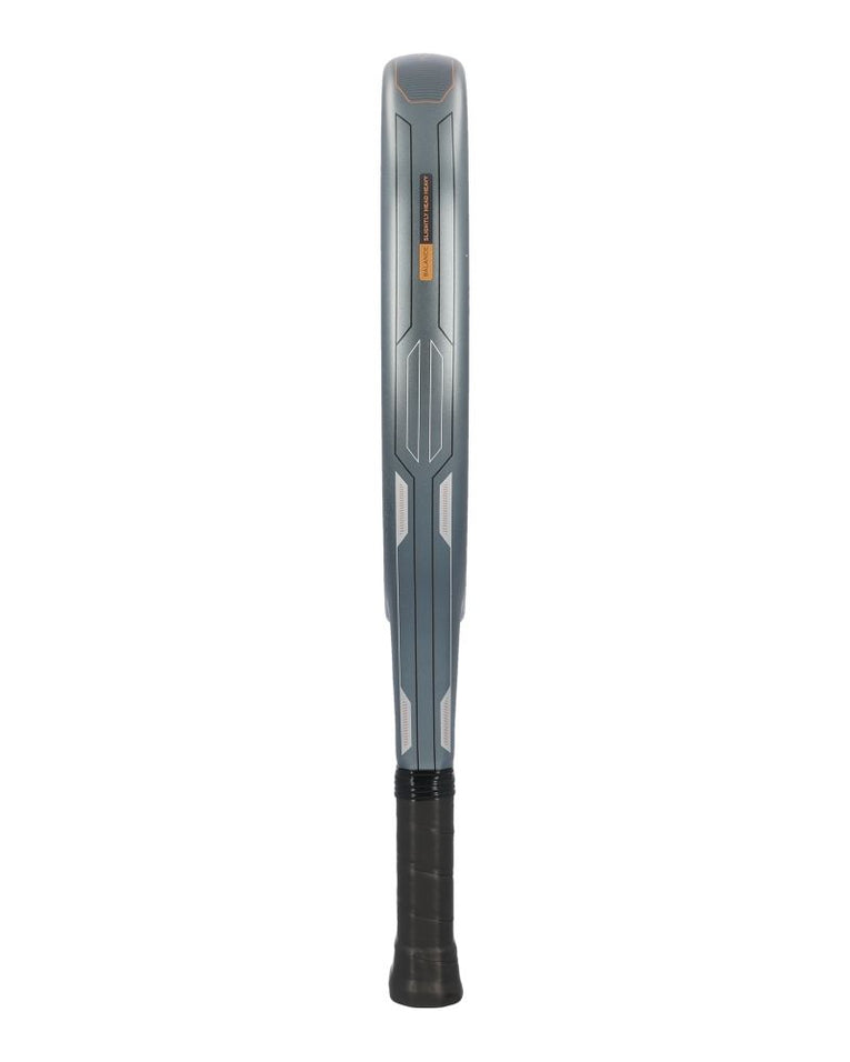 Adidas Neuvortx Cooper antraciet oranje padelracket zijkant met dik frame