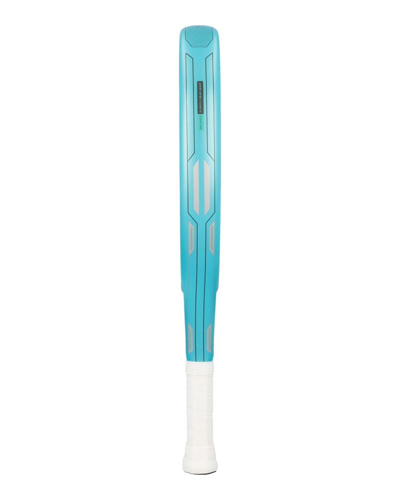 Adidas Neuvortx Light Blauw padelracket zijkant met turquoise frame