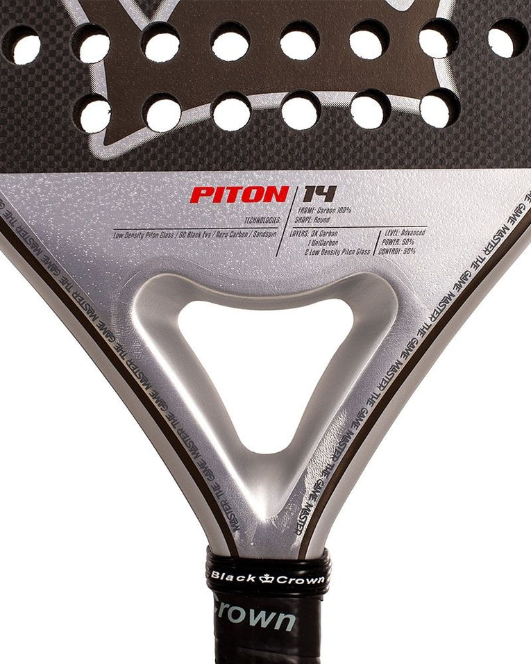 Detail van de hartconstructie van de Black Crown Piton 14 padelracket.