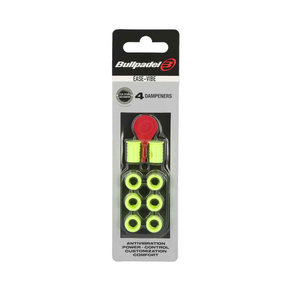 Bullpadel Ease-Vibe geel antivibrators 4 stuks front verpakking