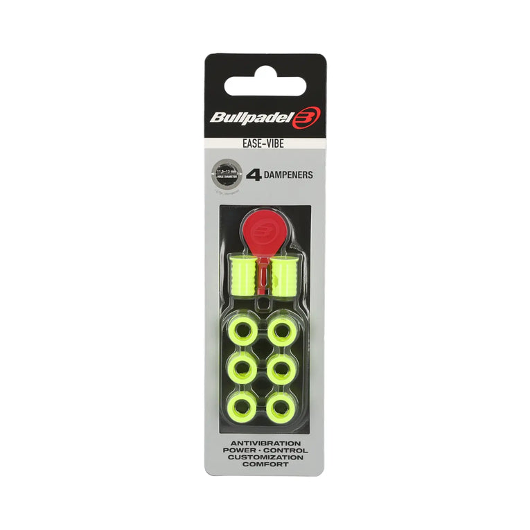 Bullpadel Ease-Vibe geel antivibrators 4 stuks front verpakking