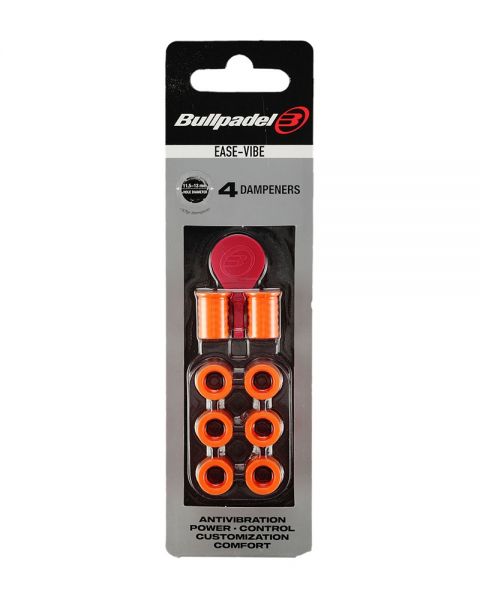 Bullpadel Ease Vibe Oranje antivibrators set van 4 stuks in verpakking