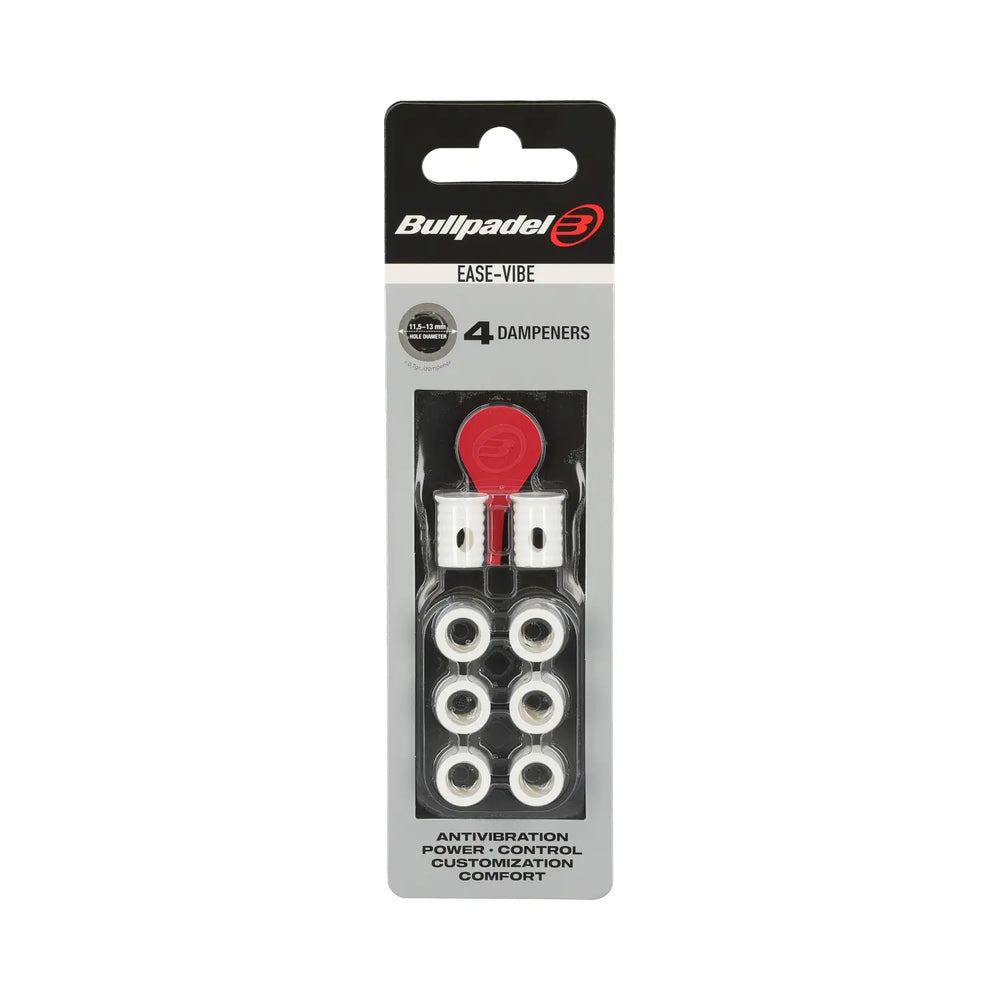 Bullpadel Ease-Vibe wit antivibrators 4 stuks front verpakking