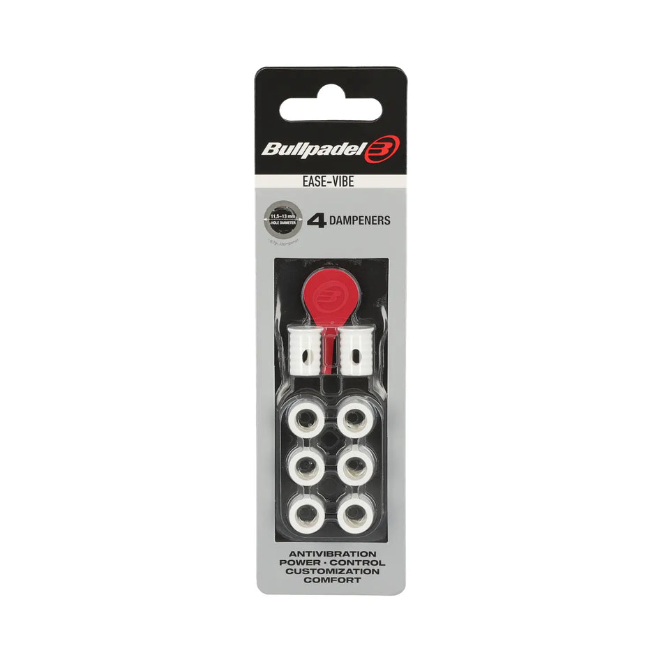 Bullpadel Ease-Vibe wit antivibrators 4 stuks front verpakking