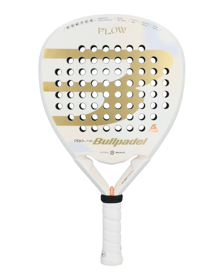 Bullpadel Flow W 24 2024 wit-goud padelracket voorkant