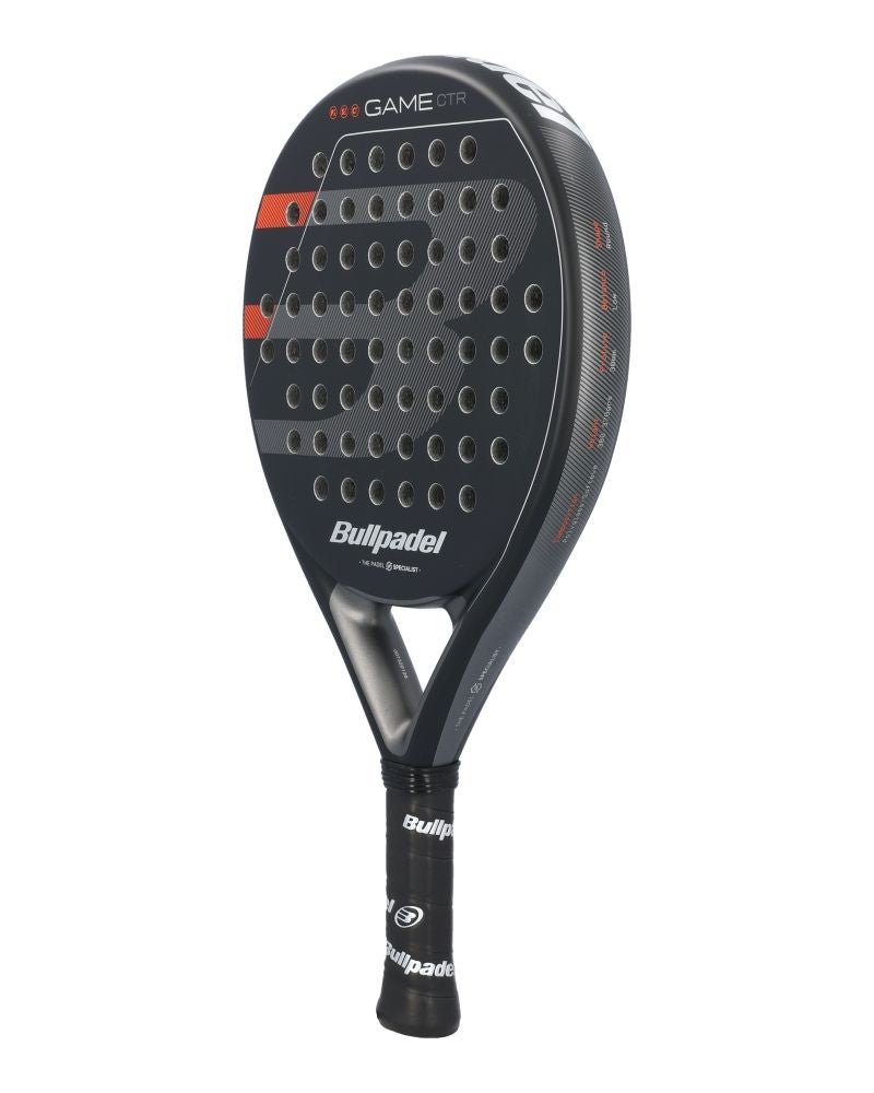 Bullpadel Game CTR 005 zwart rood padelracket schuin van rechts