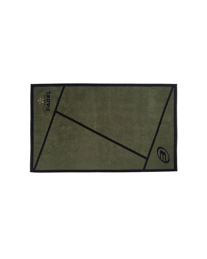 Bullpadel handdoek 100x50 2026 beige zwart uitgevouwen