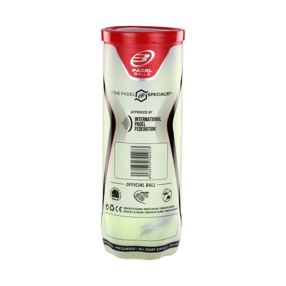 Bullpadel Premium Pro Ball Can padelballen achterzijde van de koker