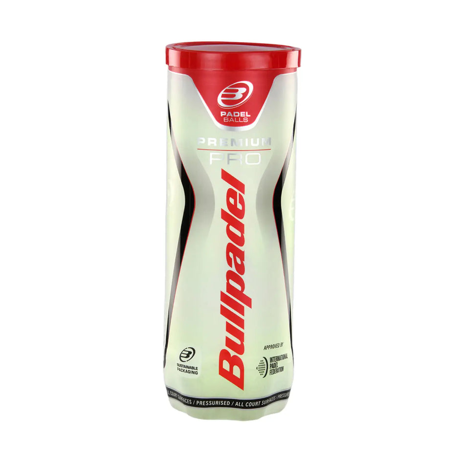 Bullpadel Premium Pro Ball Can padelballen front in koker