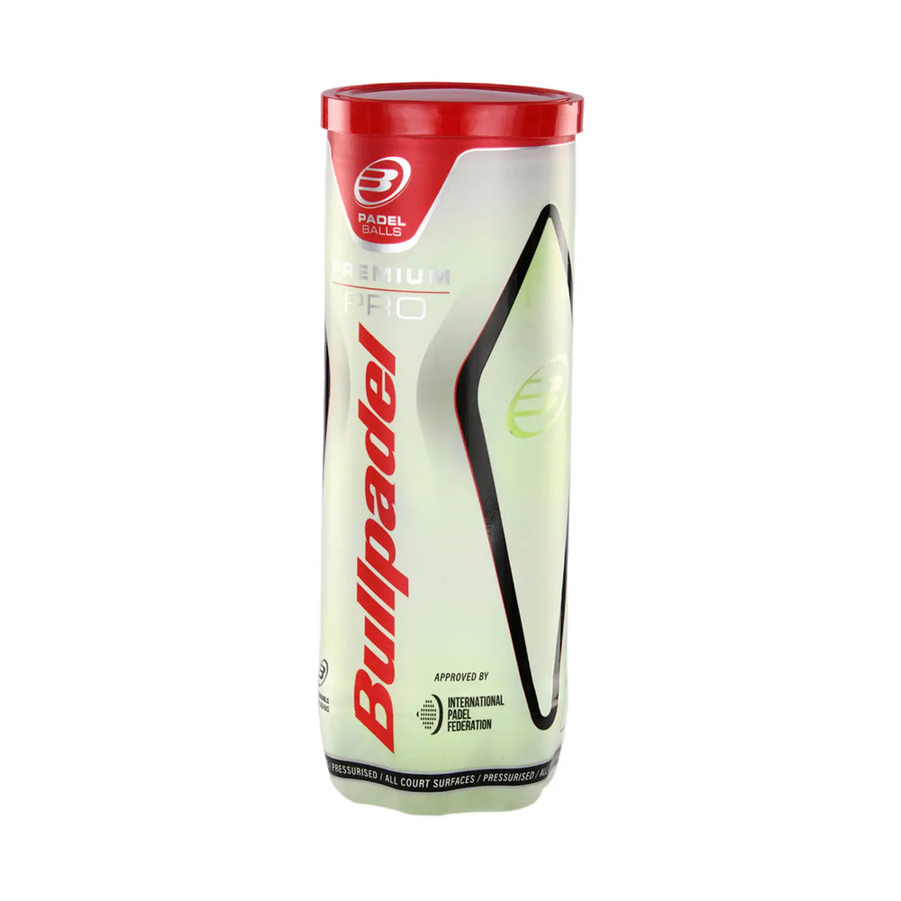 Bullpadel Premium Pro Ball Can padelballen schuin vooraanzicht van de koker