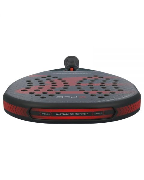 Bovenaanzicht van de Bullpadel XPLO 2025 racketkop met Custom Weight System