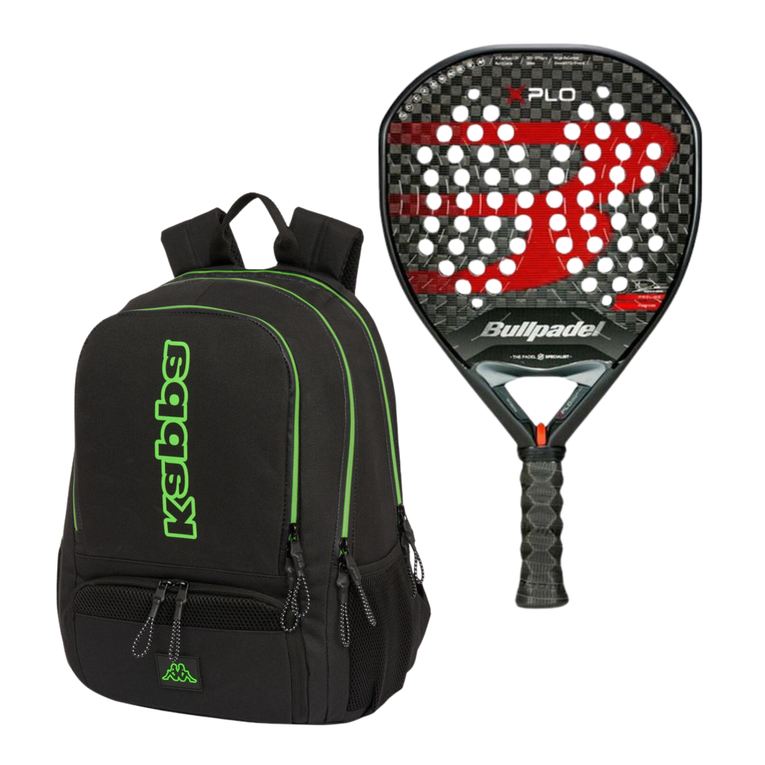CombiDeal Bullpadel Xplo 25 Zwart + Kappa Padelrugzak Zwart — Pro (−10%)
