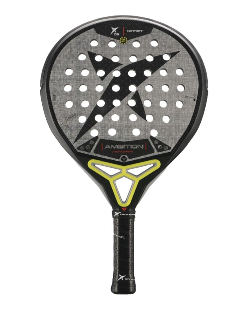 Drop Shot Axion Comfort 2025 padelracket van Jon Sanz met ronde vorm en lage balans
