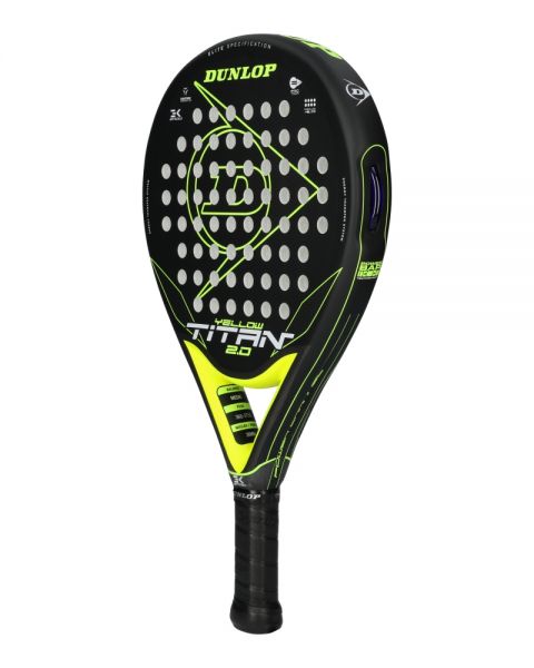 Dunlop Titan 2.0 Geel 2024 padelracket schuin vooraanzicht