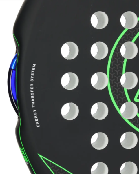Detail van de Power Bar technologie van de Dunlop Titan 2.0 Green padelracket