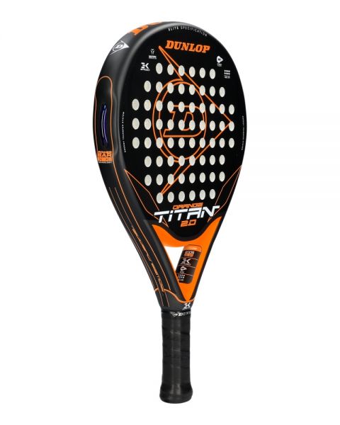 Dunlop Titan 2.0 Oranje 2024 padelracket schuin vooraanzicht voor gevorderde padelspelers