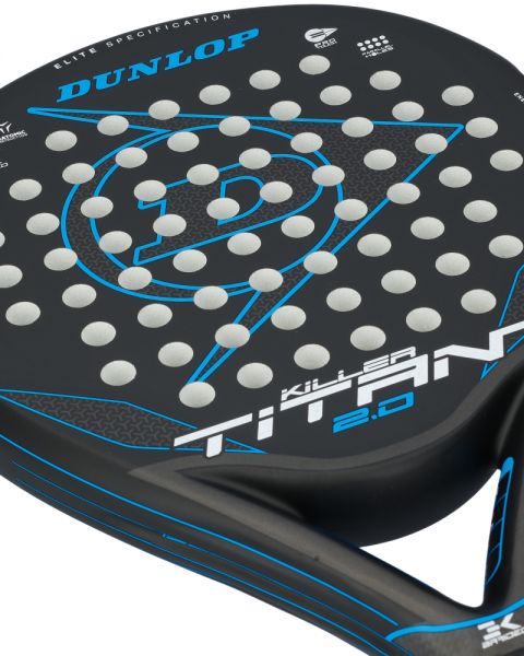 Detail van het racketblad van de Dunlop Titan Killer 2.0 2024 met hybride oversize vorm