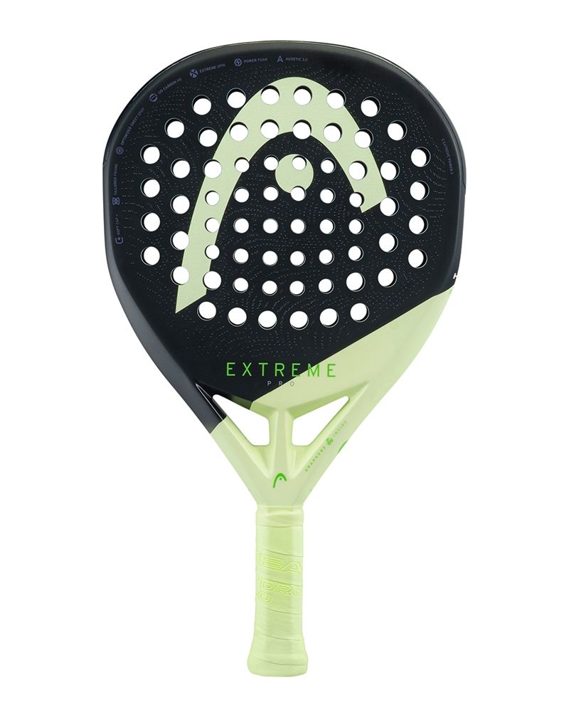 Head Extreme Pro 2026 padelracket vanaf de voorzijde in zwart en lichtgroen
