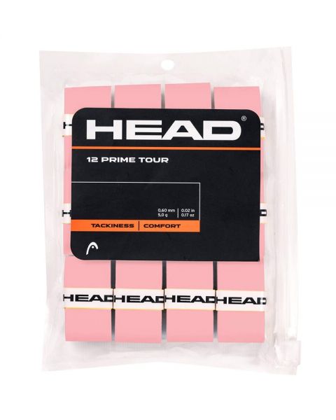 Head Prime Tour roze overgrips 12-pack met uitstekende grip, comfort en vochtabsorptie voor padel en tennis