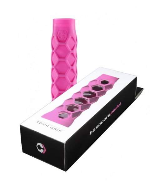Hesacore Bullpadel Grip Fuchsia met honingraatstructuur voor meer comfort en minder trillingen tijdens padel
