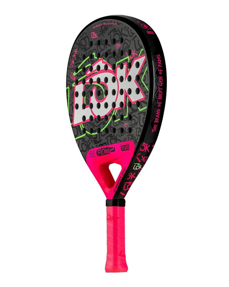 Lok Be Flow Pink Gen 2 schuin vooraanzicht links padelracket