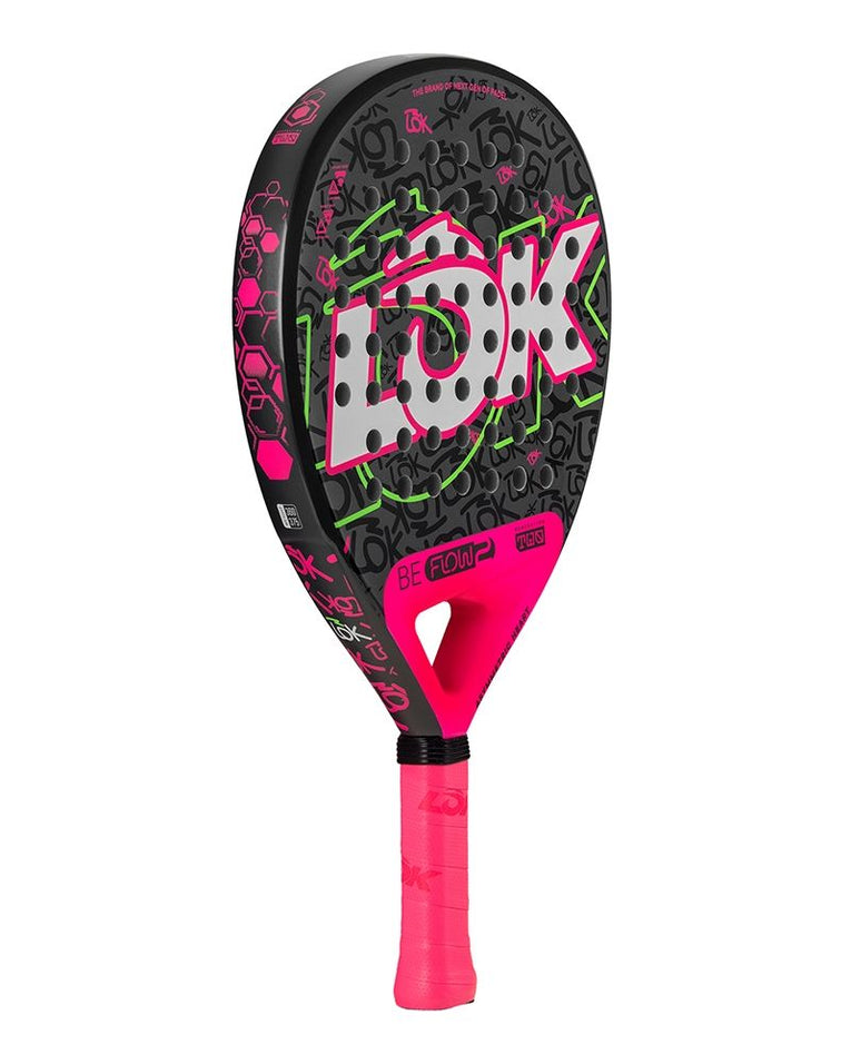 Lok Be Flow Pink Gen 2 schuin vooraanzicht rechts padelracket
