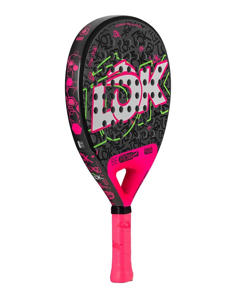 Lok Be Flow Pink Gen 2 schuin vooraanzicht rechts padelracket