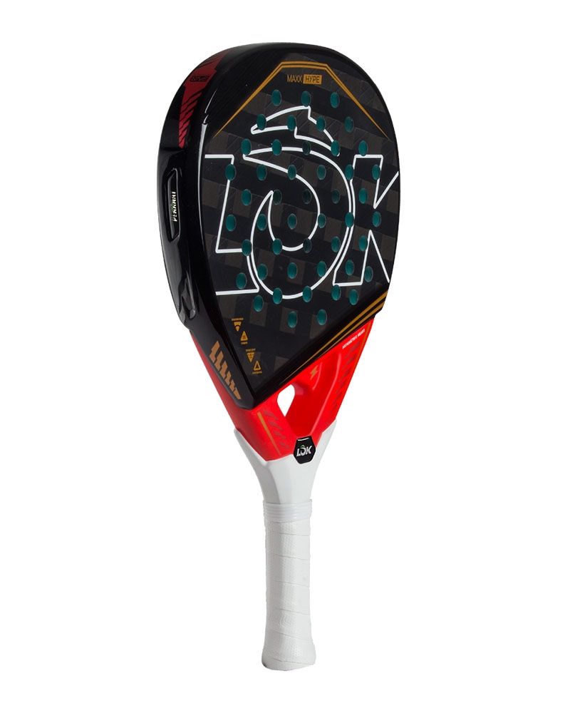 LOK Maxx Hype 2024 padelracket schuin vooraanzicht rechts voor aanvallende spelers