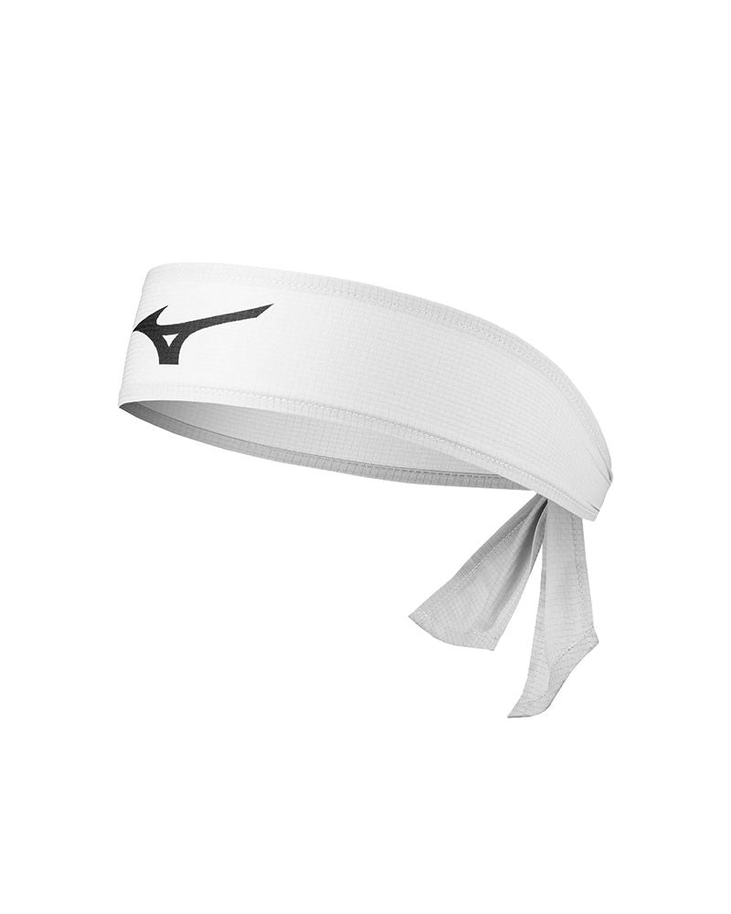 Mizuno witte bandana voor padel en tennis met verstelbare striksluiting