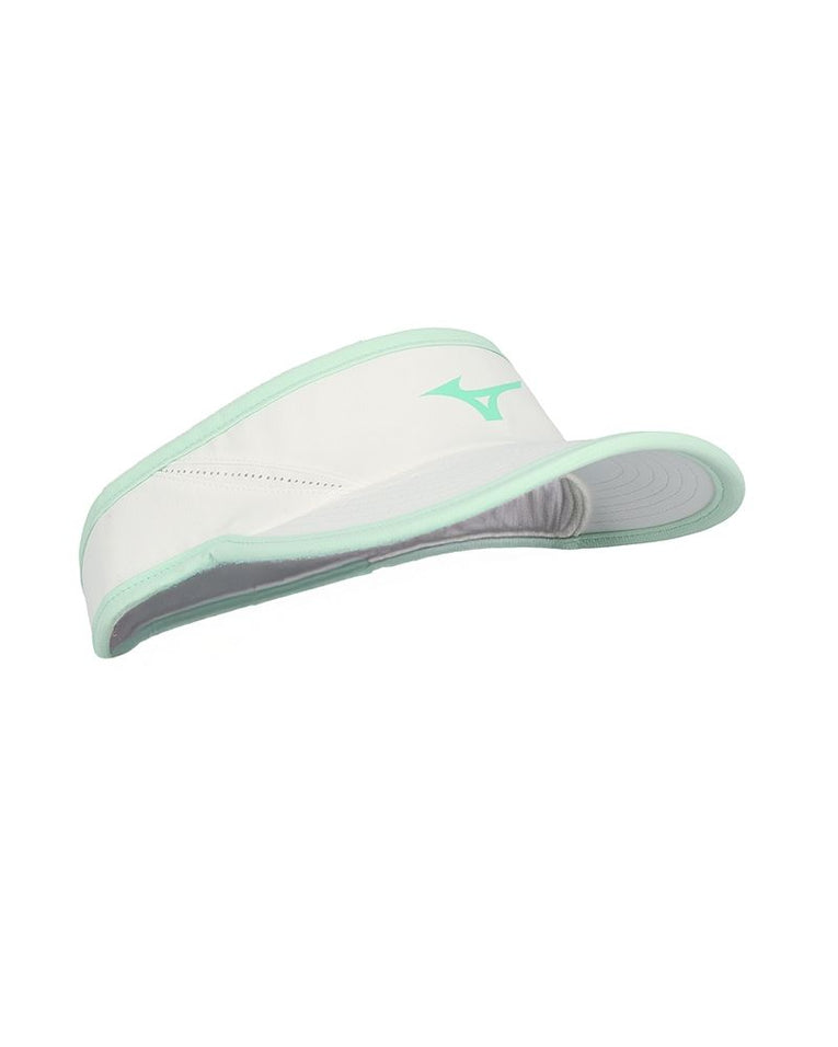 Mizuno DryLite Visor wit turquoise schuin zijaanzicht met verstelbare band
