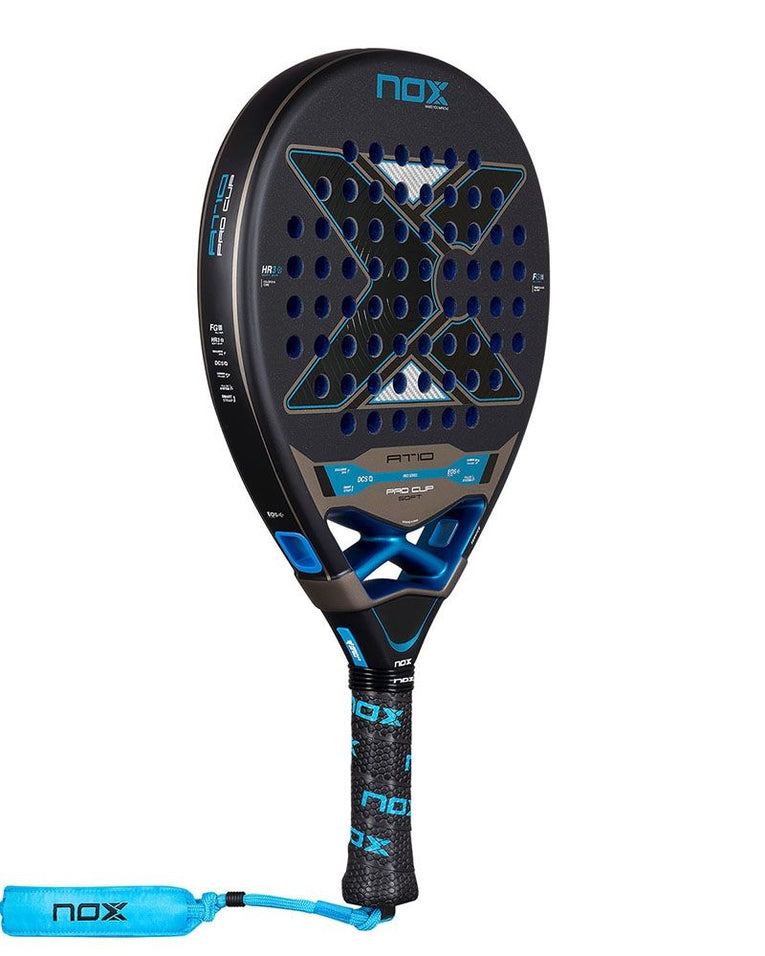 NOX AT10 Pro Cup Soft 2026 padelracket schuin vooraanzicht zwart blauw