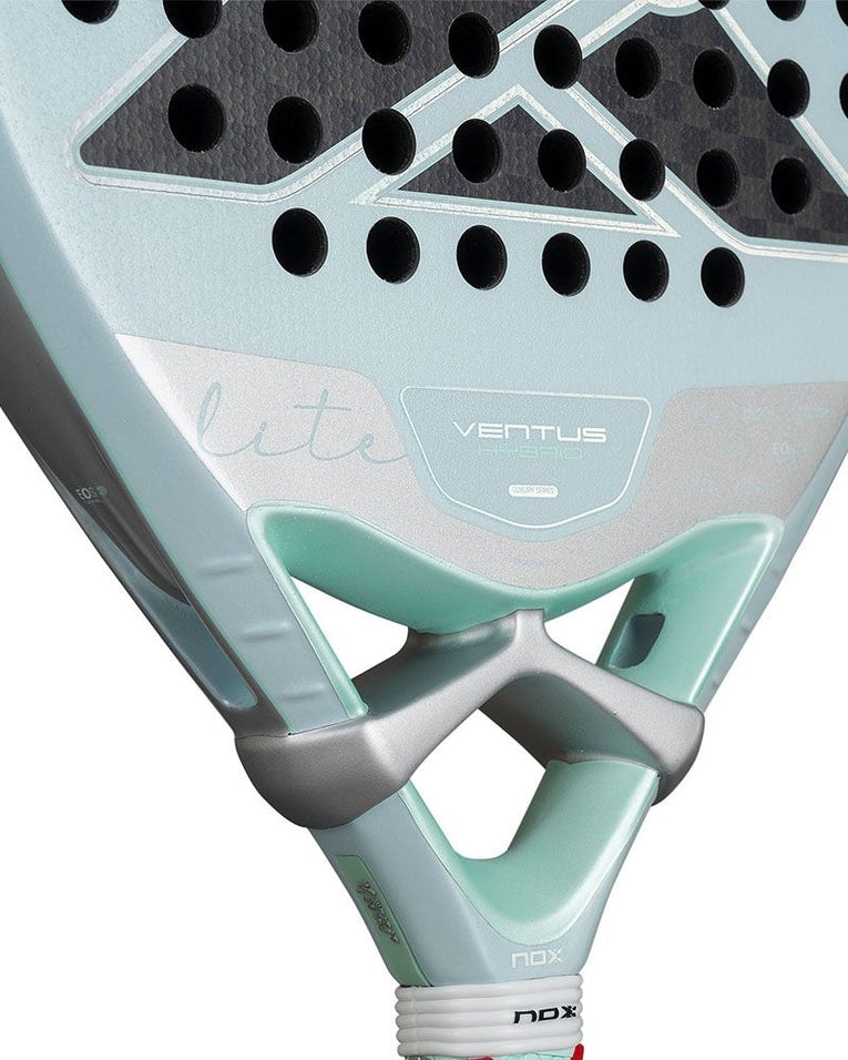 Nox Ventus Hybrid 12K Lite 2026 detail brugconstructie padelracket