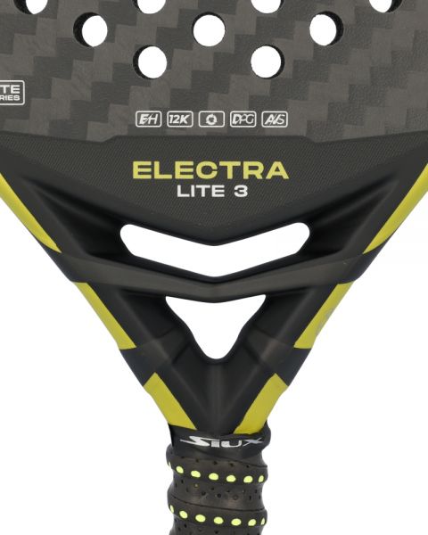 Detail van het hartstuk en frame van de Siux Electra ST3 Lite padelracket