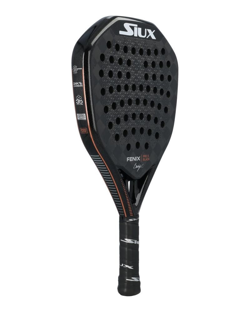 Siux Fenix Pro 5 Black 2025 schuin vooraanzicht rechts padelracket