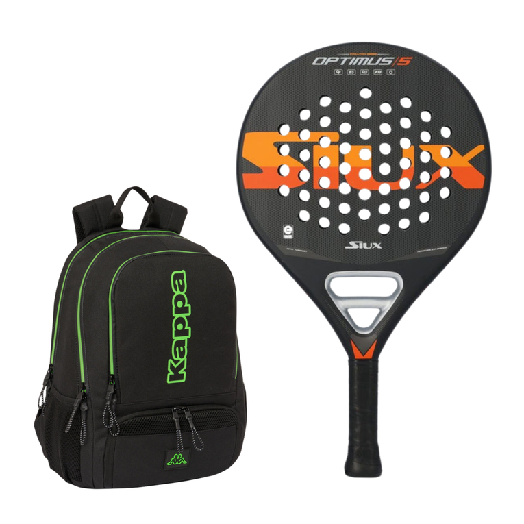CombiDeal Siux Optimus 5 Zwart + Kappa Padelrugzak Zwart (Essentials −12%)